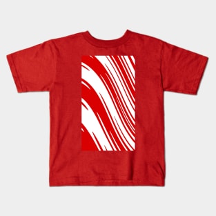 Candy Cane Christmas Red and White Stripes Abstract Pattern Design Kids T-Shirt